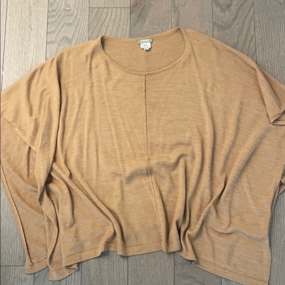 Light camel knit poncho cape top